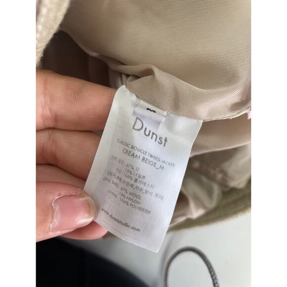 Dunst Jacket Womens X Small Beige Tweed Boucle Gold Button Blazer Wool - Picture 6 of 11